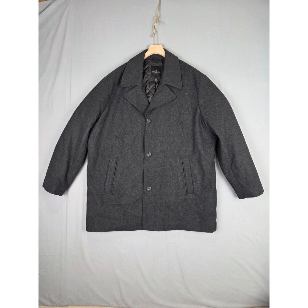 London Fog Wool Blend Men's Pea Over Coat 3XLT Grey Quilted Warm Winter Jacket